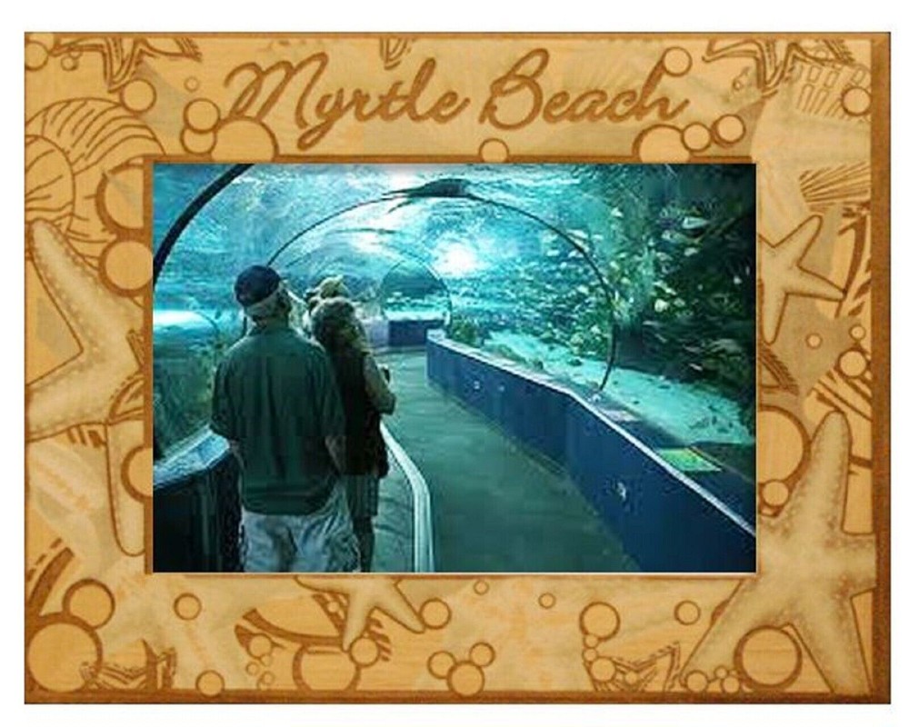 Myrtle Beach with Starfish Laser Engraved Wood Picture Frame Landscape (4 x 6)