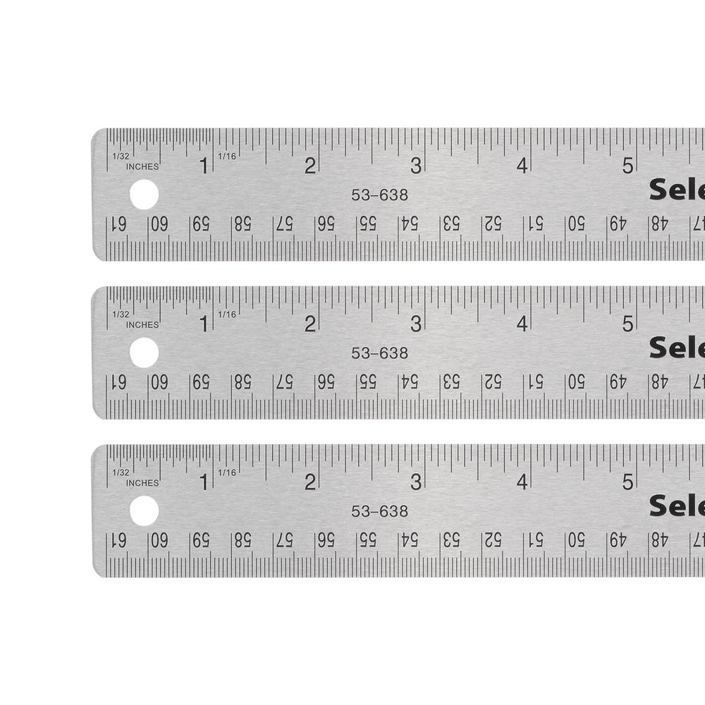 3pcs Stainless Steel Rulers with Non-Skid Backing 24