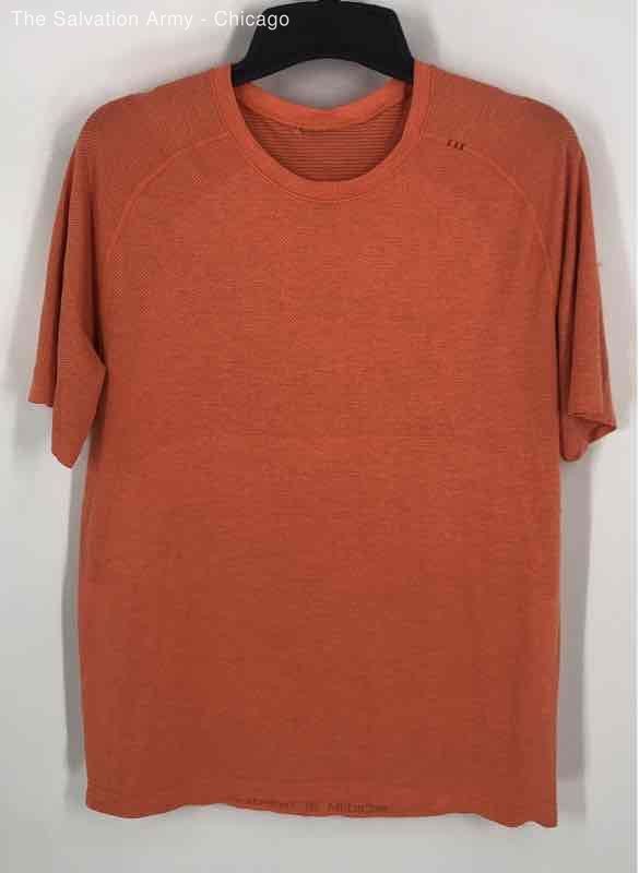 Lululemon Mens Orange Short Sleeve Crew Neck Casual Pullover T-Shirt No Size