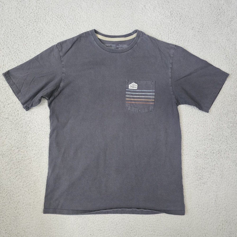 Patagonia T Shirt Mens Small Gray Organic Cotton Pocket Crew Short Sleeve