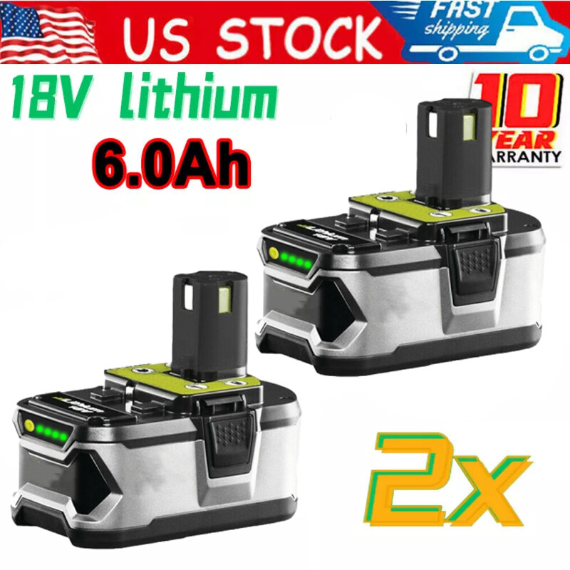 2PACK For Ryobi 18V P108 Battery 6.0Ah Lithium-Ion ONE PLUS P102 P104 P107 PPPP