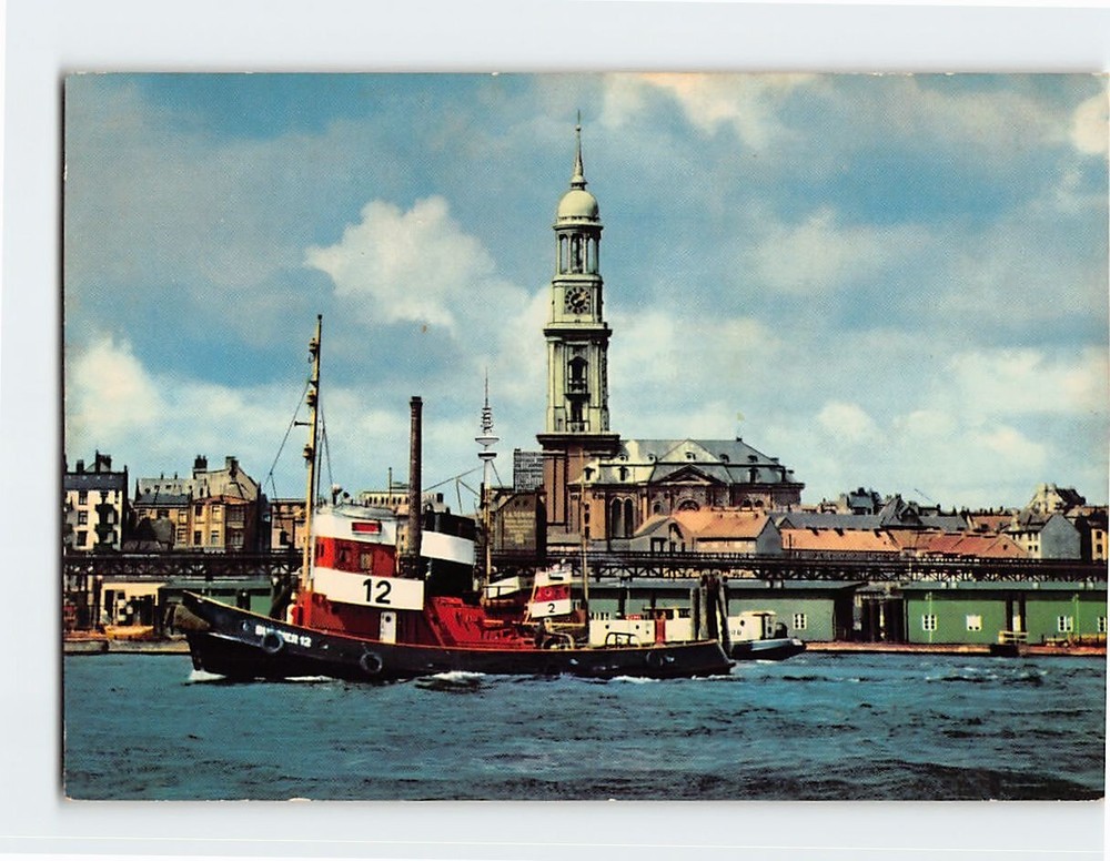 Postcard Hafen & Michaeliskirche Hamburg Germany