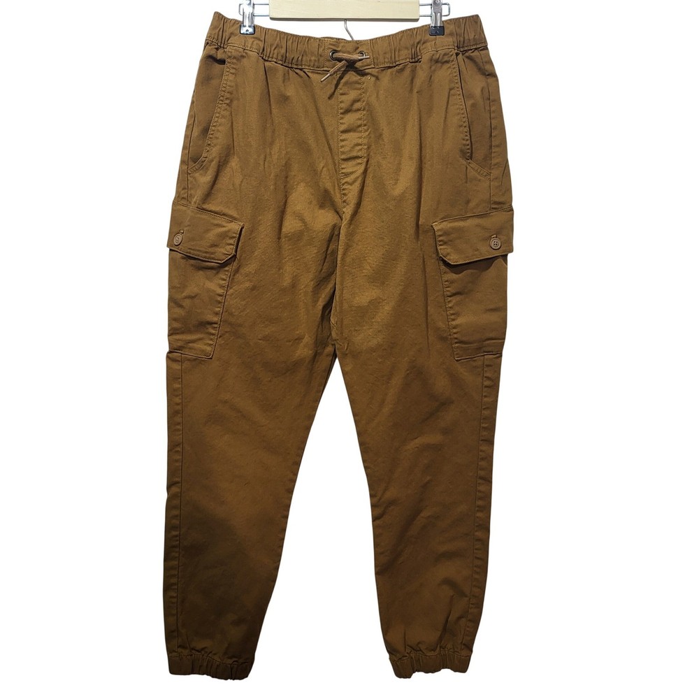 AIRWALK Men's Cargo Jogger Pants Brown Elastic Waist Drawstring Size L