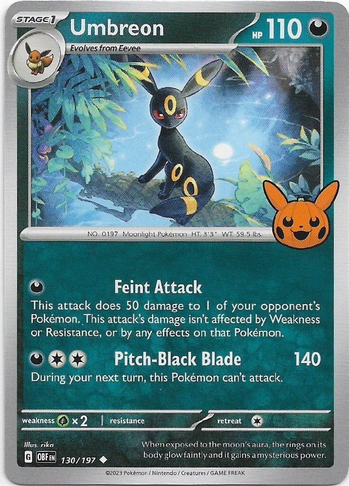 Pokémon TCG Halloween Trick Or Trade 2024 Umbreon #130/197 Regular Uncommon NM