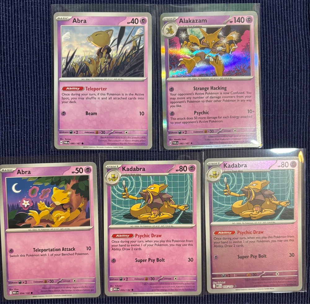 Abra Kadabra Alakazam Evolution Line NM 5 Card Bundle ft Alakazam 082/167-image
