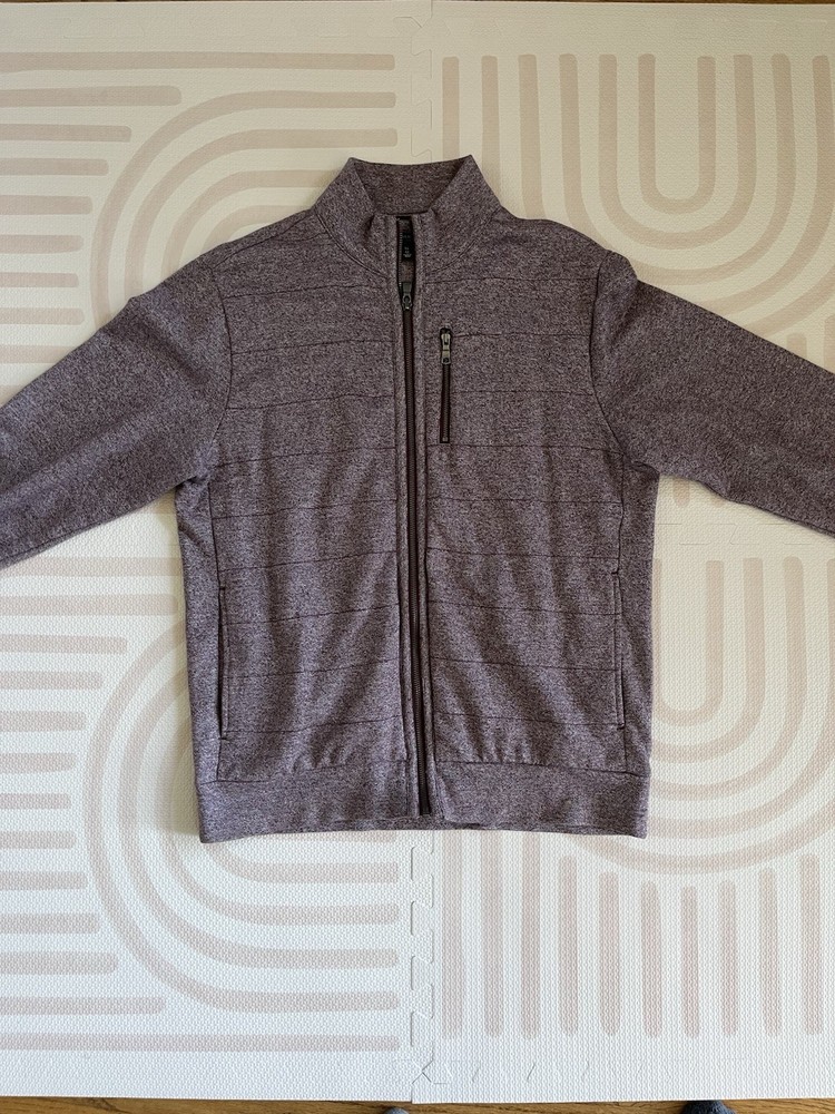 Banana Republic Jacket Mens M Gray Stripe Bomber Full Zip Classy Coat