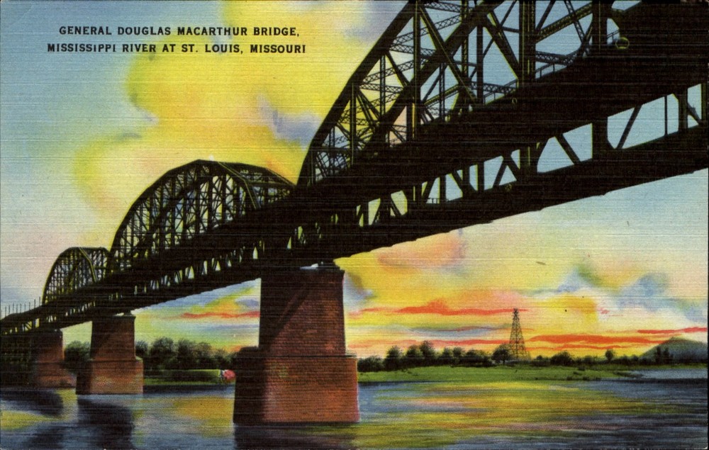 General Douglas Macarthur Bridge Mississippi River St Louis Missouri MO~1940s