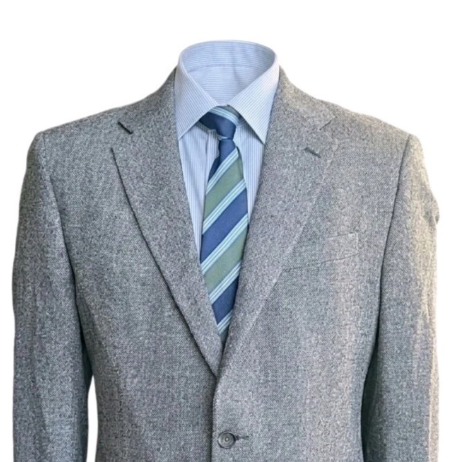 Jos A Bank Reserve Blazer Mens 41R Gray Italian Wool Cashmere Blend Sport Coat
