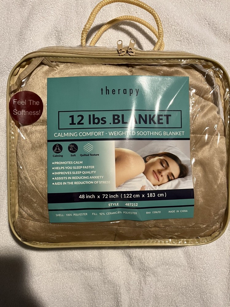 72x48 Inch Gray & Beige 12 lb Weighted Blanket for Anxiety Therapy and Stress Relief  