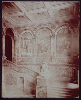 Boston Massachusetts USA Boston Library Grand Staircase Chavanne Panels c1901