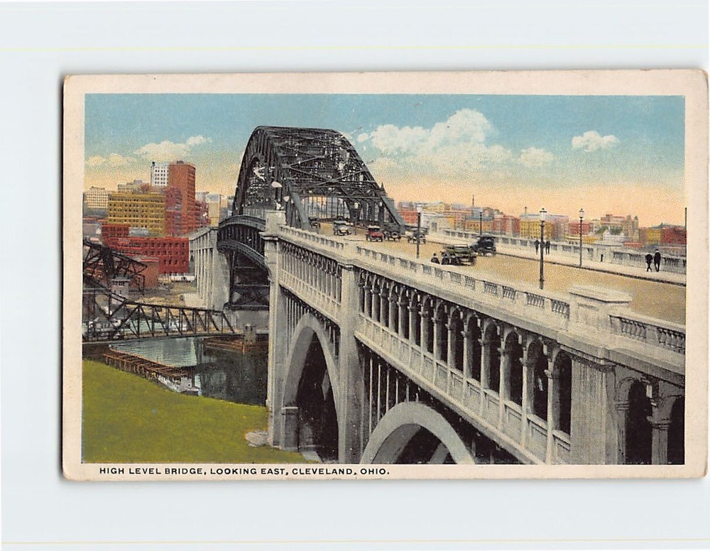 Postcard High Level Bridge Looking East Cleveland Ohio USA