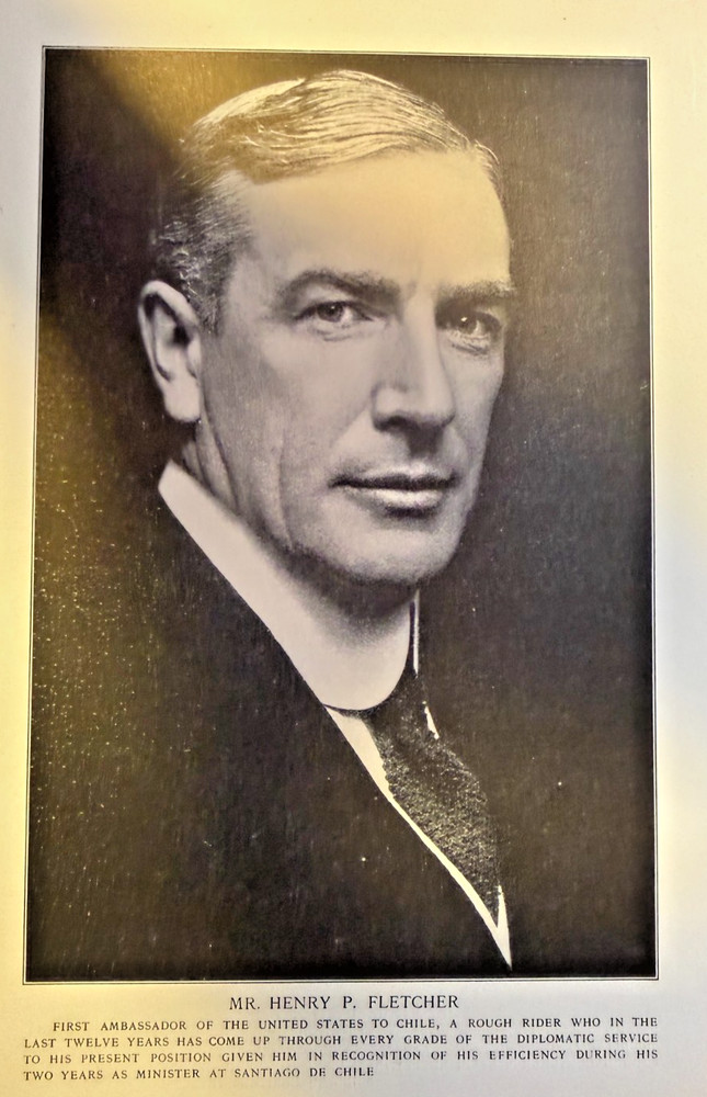 1914 Vintage Magazine Illustration Henry P. Fletcher Ambassador to Chile