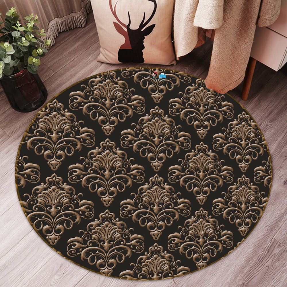 3D Brown Round Game Rug Mat Elegant Photo Carpet NAO10235