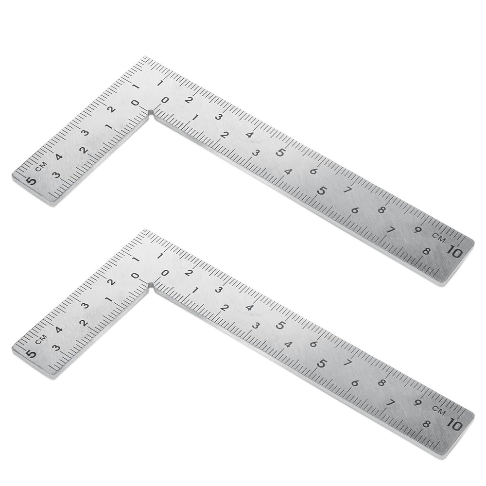 2pcs Stainless Steel L Shaped Ruler 90 Degree Right Angle Double Sided Ruler Sli