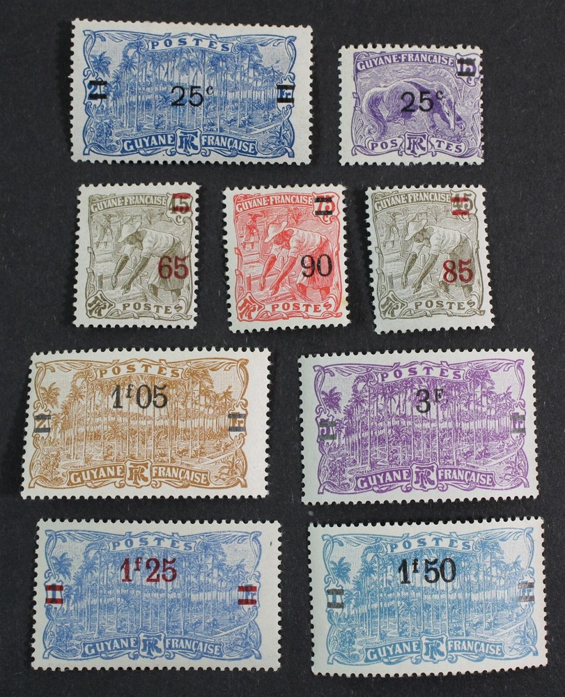CKStamps: France Stamps Collection Guiana Scott#100-108 Mint H OG