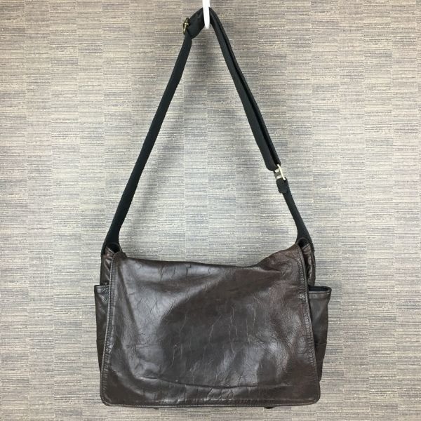 Jas M.B England Leather Shoulder Bag Dark Brown Men Used From Japan US DDP