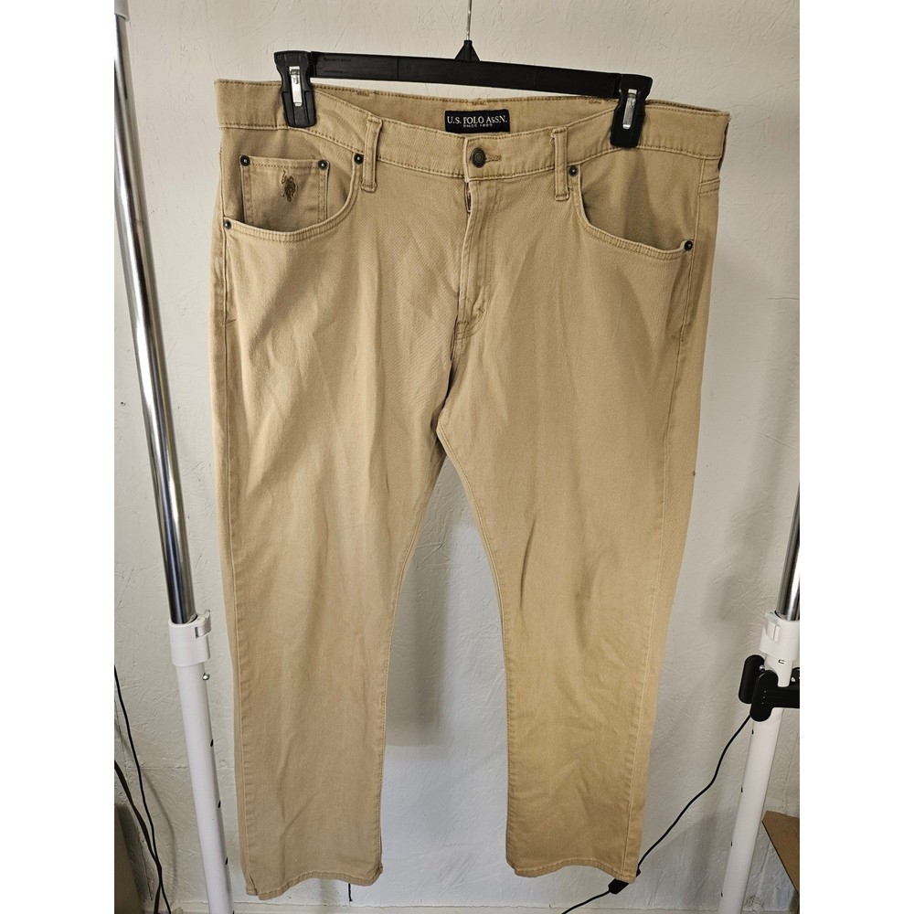 US Polo Assn Mens 38x30 Khaki Activate Stretch Straight Leg Chino Pants Tan