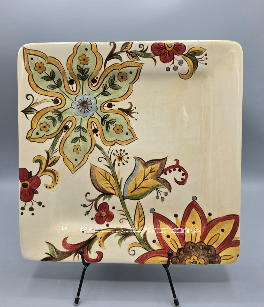 Pier 1 Imports Carynthum Dinner Plate Boho Hand-painted Earthenware 10.5 in