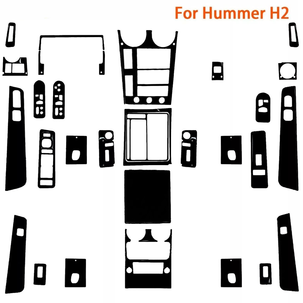 40Pcs Glossy Piano Black Kits Full Accessories Interior Trim For Hummer H2 03-07