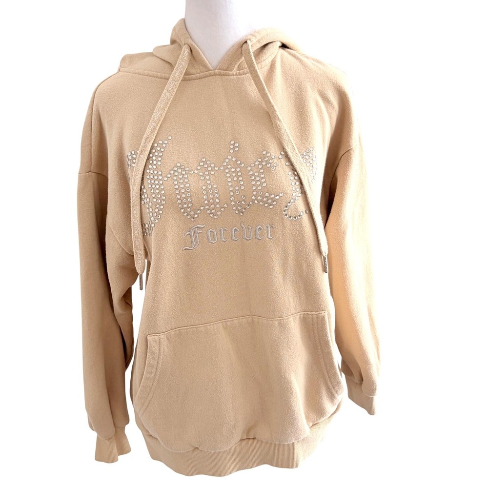 Y2K Juicy Couture x Forever21 Rhinestone Tan Hoodie Small Sweatshirt 2000s