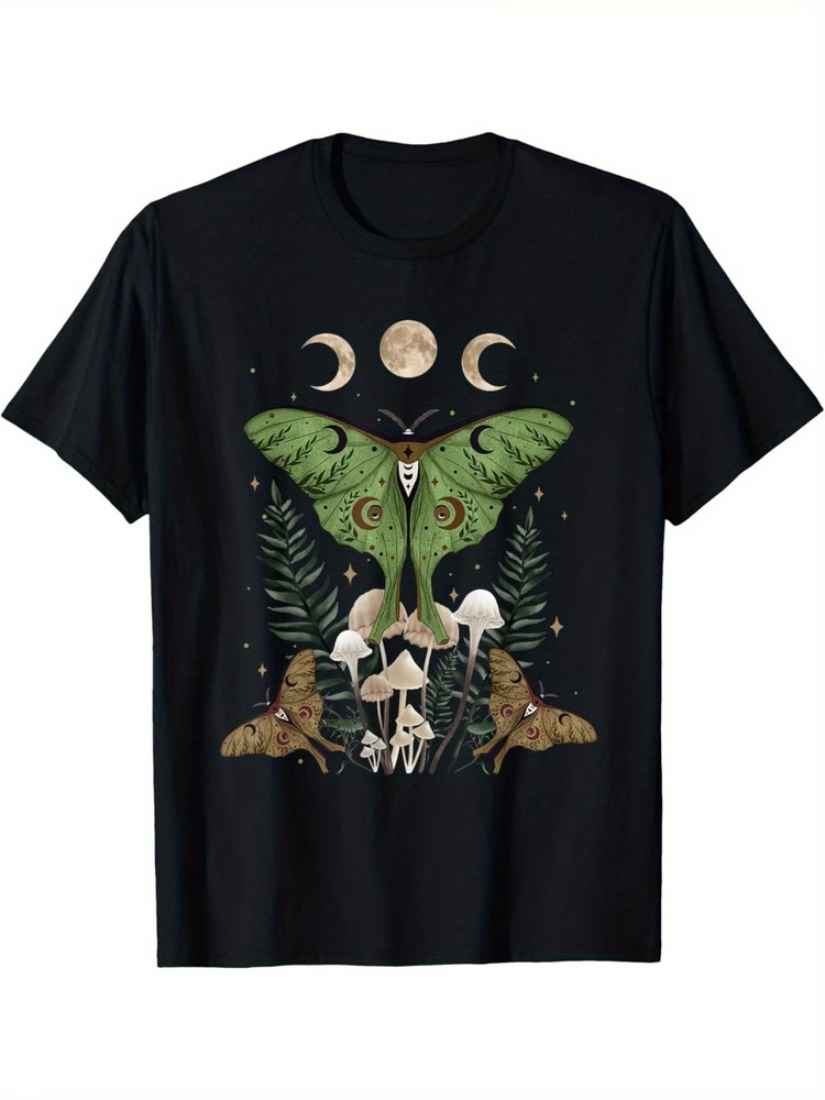 Fairy Grunge Fairycore Aesthetic Goth Luna Moth Mushroom T-Shirt