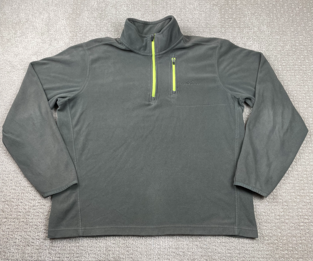 Eddie Bauer Jacket Mens Large Gray 1/4 Zip Fleece Pullover Layering Casual Gorp