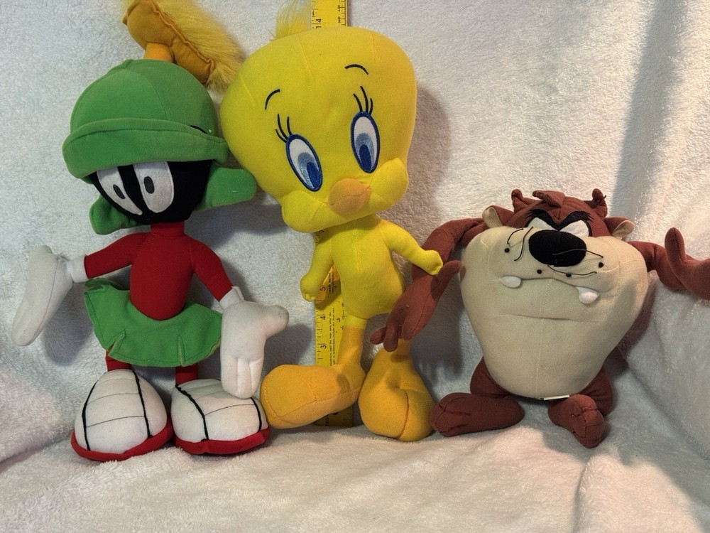 Looney Tunes Marvin Martian 14” Tweety 14” Taz 10” Plush Lot Nanco NEN WB