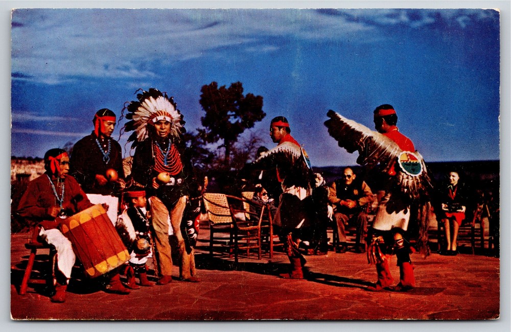 Native Americana Indian~Hopi Dancers In The Grand Canyon~Vintage Postcard