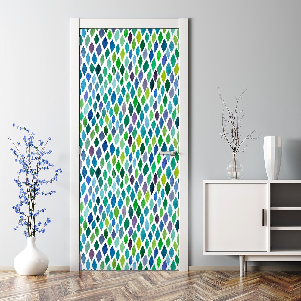 Colorful bubble-free self-adhesive door sticker white mural peel & stick