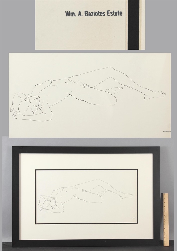 Authentic Signed WILLIAM BAZIOTES Nude Woman Female Figure Sketch Ink DrawingFamily Provenance..NO RESERVE..Possible FREE Delivery!