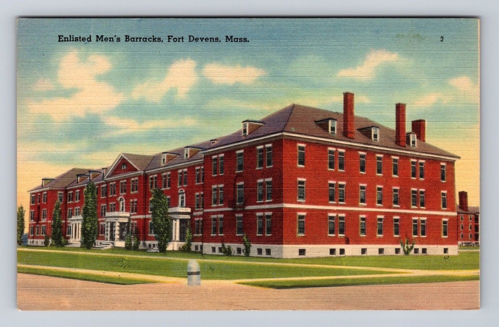 Fort Devens MA-Massachusetts, Enlisted Men's Barracks, Vintagecard