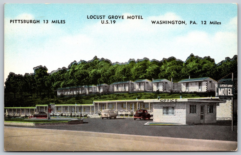 1963 Locust Grove Motel Washington Pennsylvania VINTAGE Postcard 9078