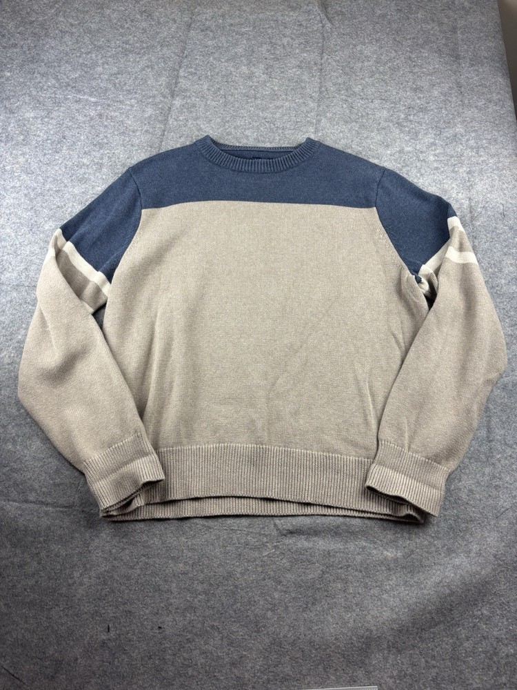 J Crew Long Sleeve Striped Pullover Knit Crew Neck Sweater Mens XL Prep Academia