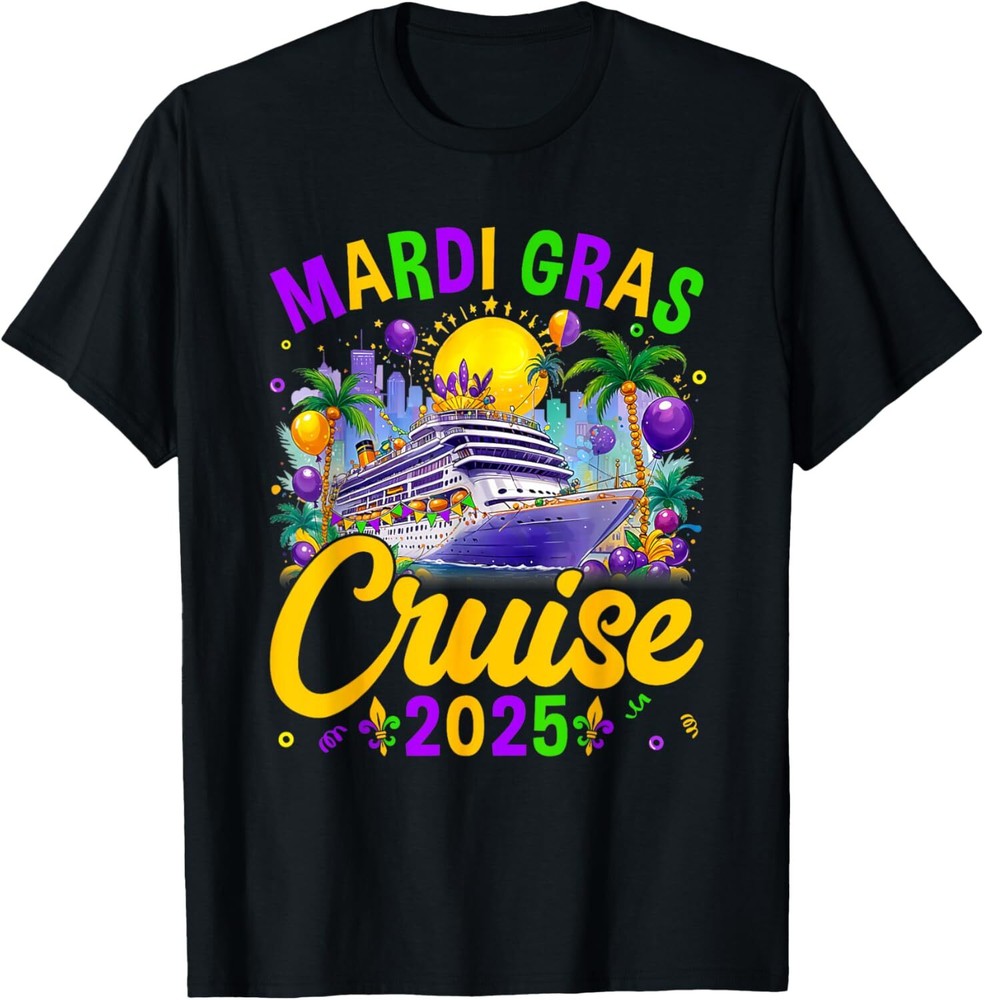 Mardi Gras Carnival Cruise 2025 Family Cruising Mask T-Shirt Hoodie