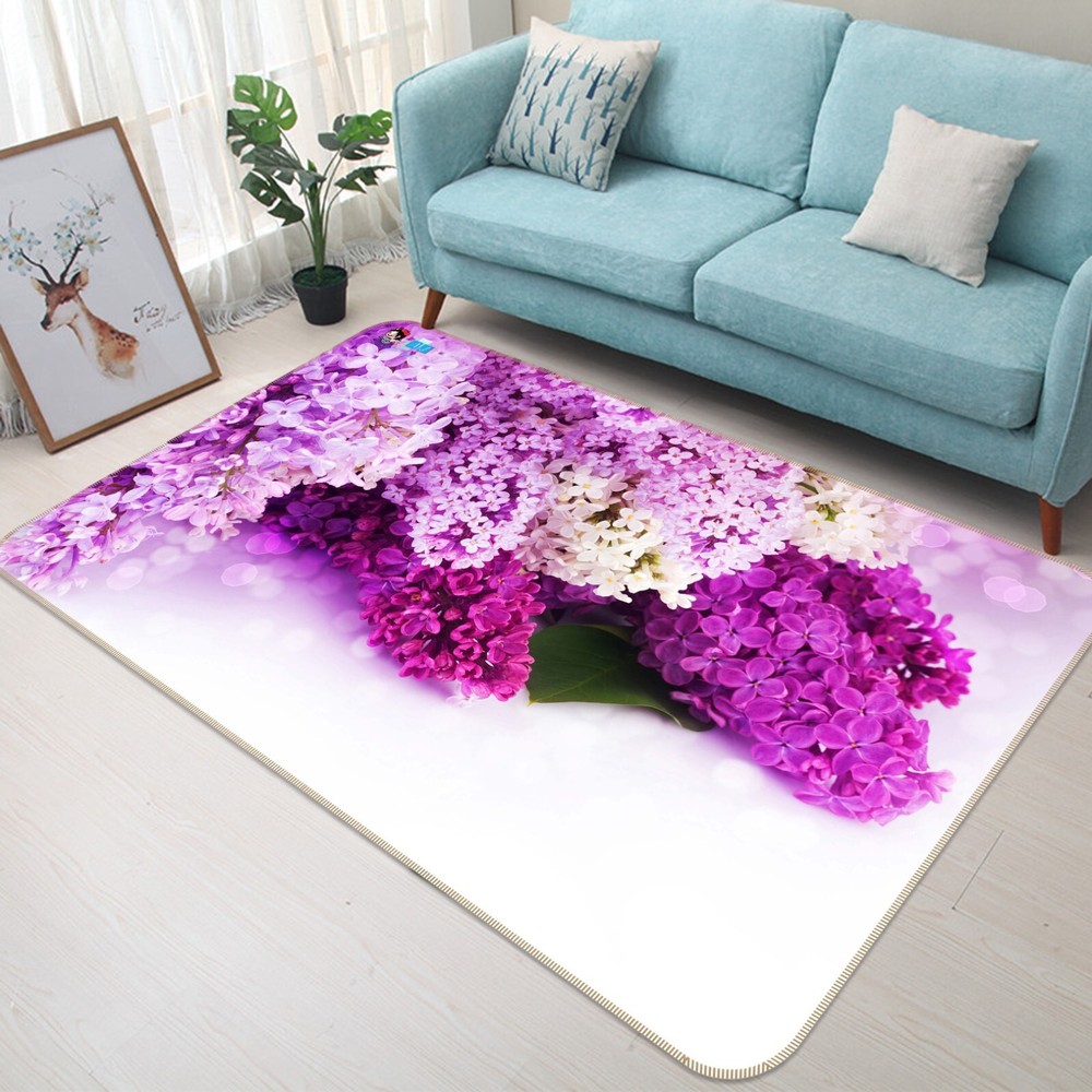 3D Purple Hydrangea NBC632686 Game Rug Mat Elegant Photo Carpet Mat Romy