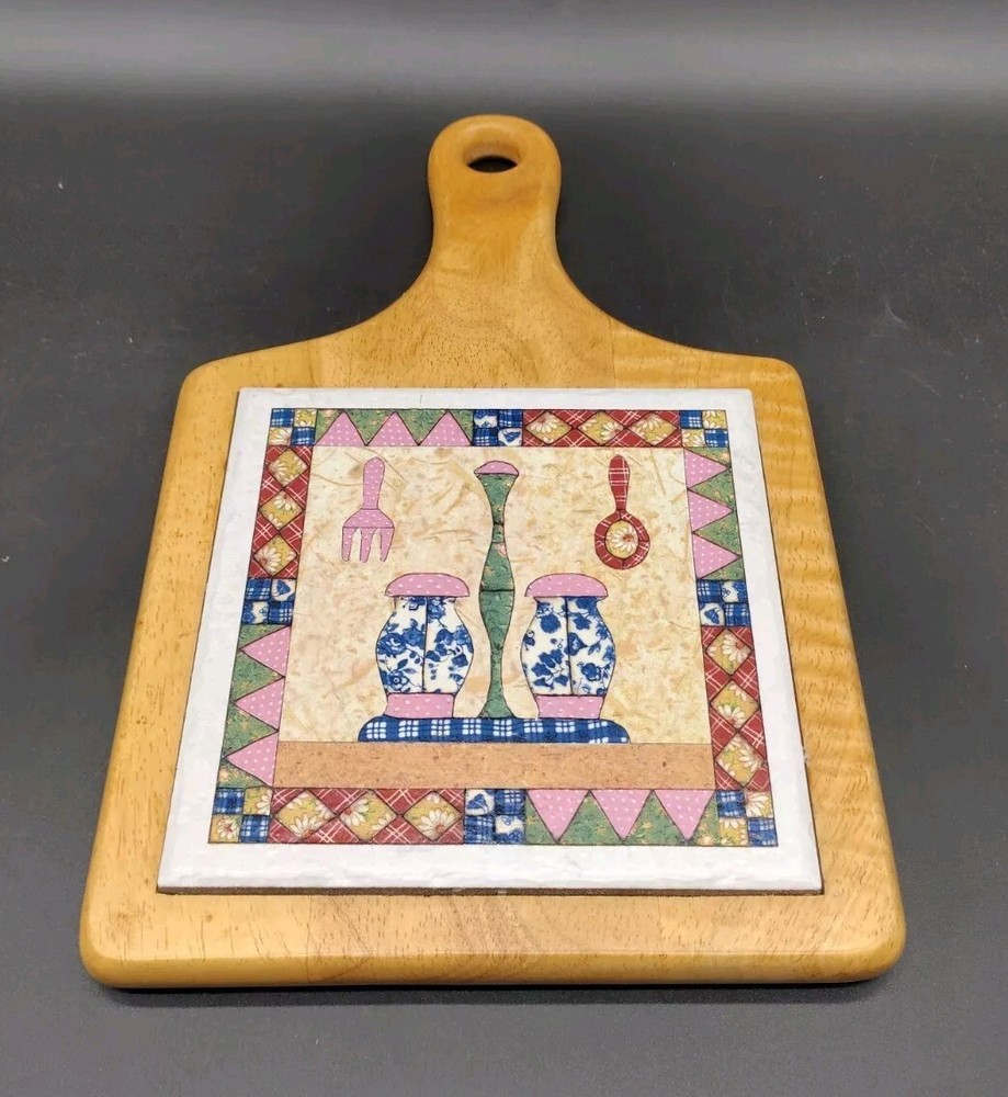 Vtg Ter Steege Holland Tile Maple Trivet Cheese Cutting Board Kitchen 12