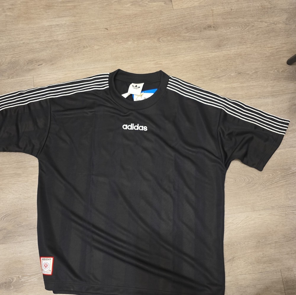 Vintage 80s 90s Original Adidas Black White Blank Striped Soccer Jersey JX3068