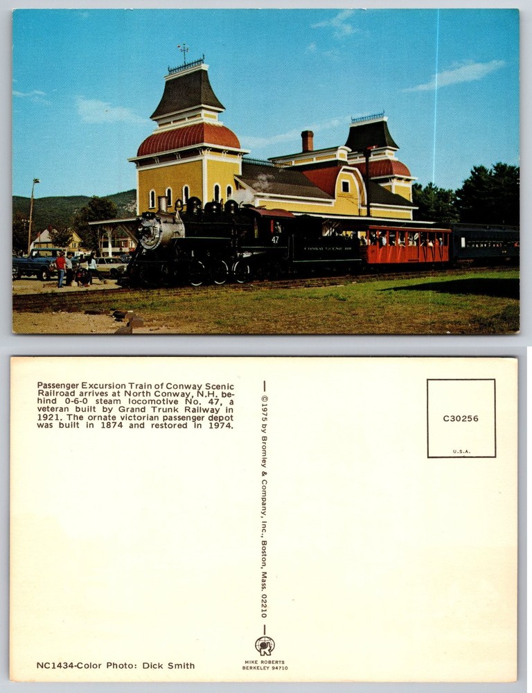 1975 Conway Scenic Railroad North Conway NH Steam Locomotive 47 Victorian Depot