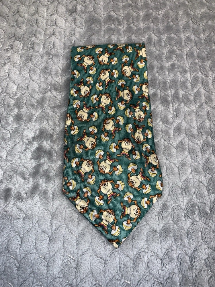 Vintage Warner Bros Tazmanian Devil Taz 1995 100% Silk Neck Tie WB Studio Store