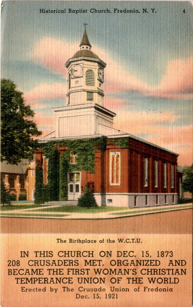 Historical Baptist Church, Fredonia, Birthplace of W.C.T.U., Chautauqua Postcard
