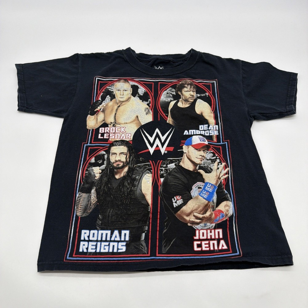 WWE T-shirt Youth Boys L 10/12 Y Black Graphic Print Logo 100% Cotton.#45298