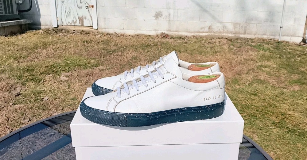 Common Projects Achilles Low 'White Navy' 42EU 9/9.5US 2123 w/ COA EUC $450-image