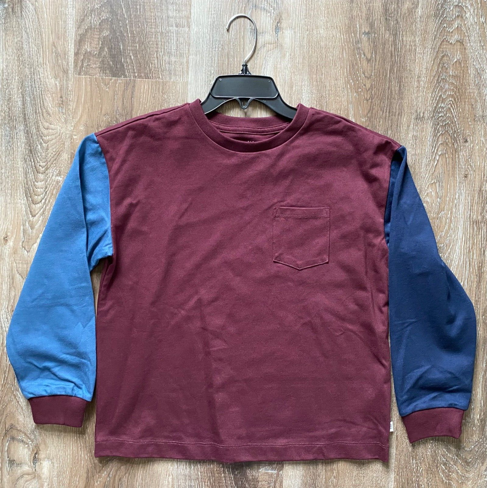GAP KIDS new Maroon & Blue Long Sleeve Shirt~Boy's Size LARGE~10~