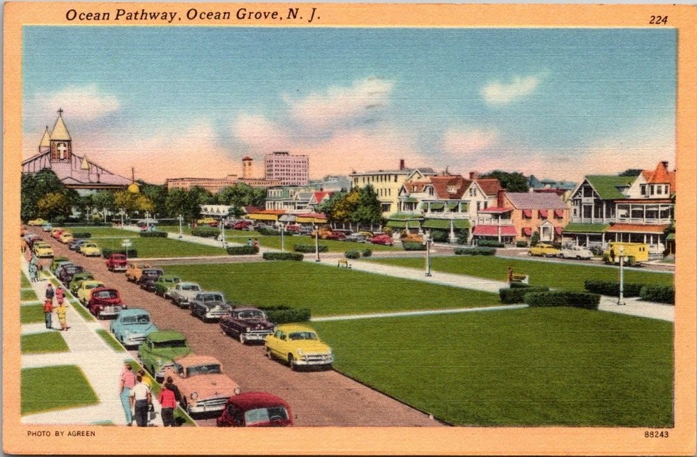 Ocean Grove NJ Pathway Vintage Postcard 1958 Colorized Photo New Jersey