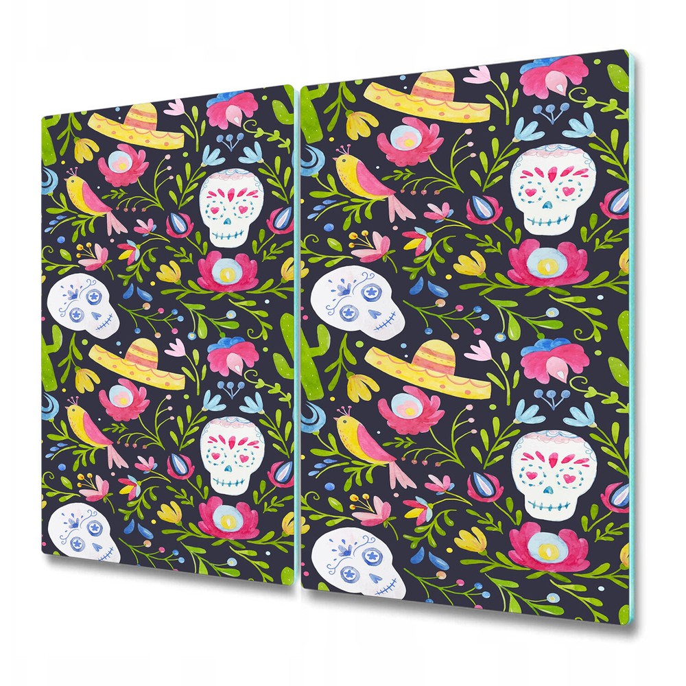 Tempered Glass Worktop Saver Mexican Celebration Colourful Watercolour 2x30x52