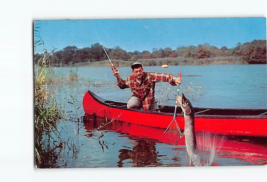 Postcard Man Fishing Scene
