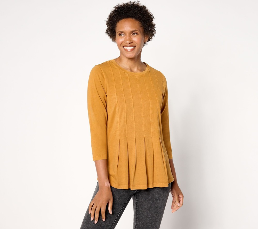 Soul Women's Top Sz S LOGO Life by Lori Goldstein Elbow-Sleeve Orange A659308