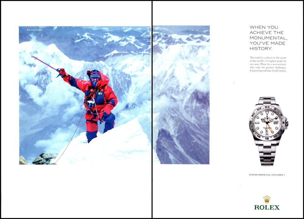 Original 2017 Rolex Explorer Ed Viesturs 2-Page Print Ad