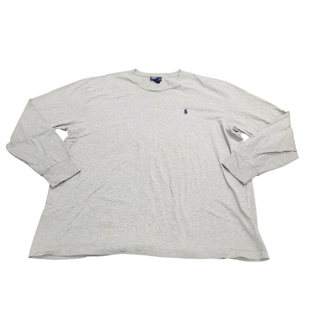 Polo Ralph Lauren Shirt Mens 2XL Gray Long Sleeve Cotton Logo Tee Crew Neck