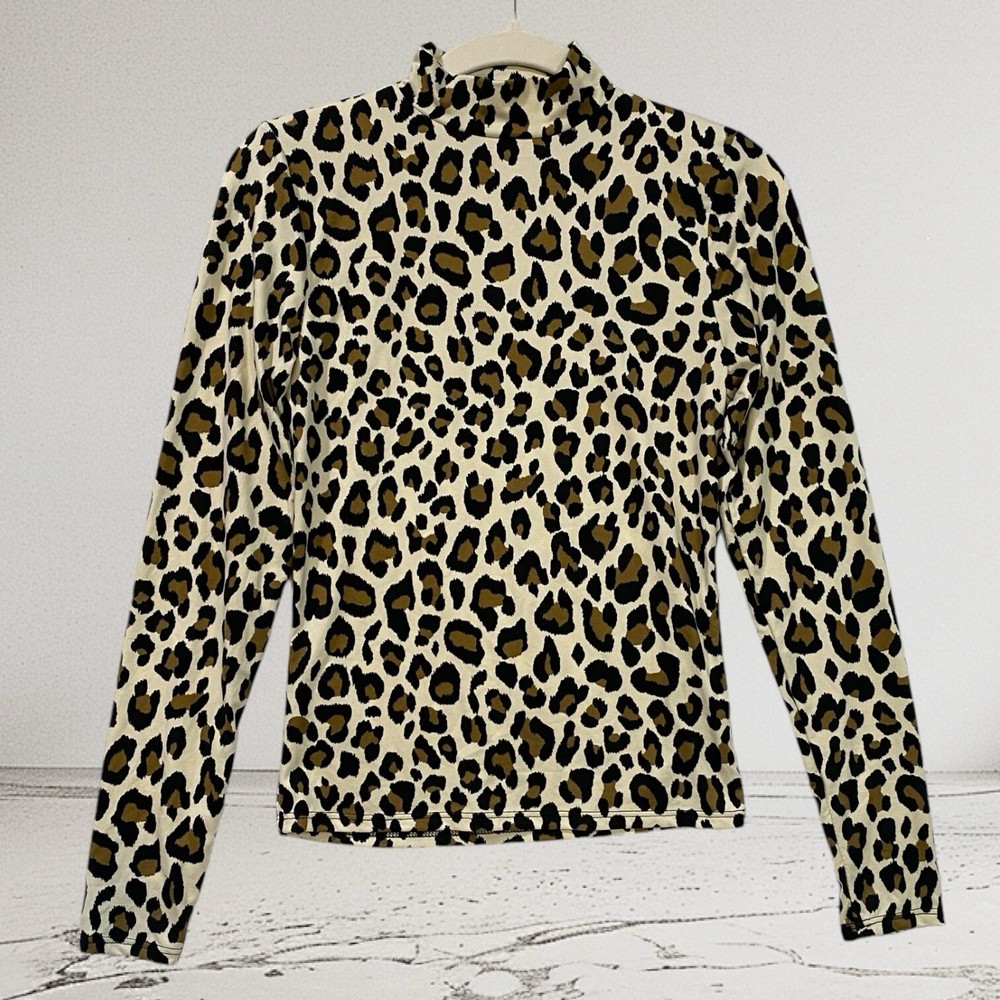 Gaze Animal Print Mock Neck Top Women’s Size XS Lightweight Party Casual